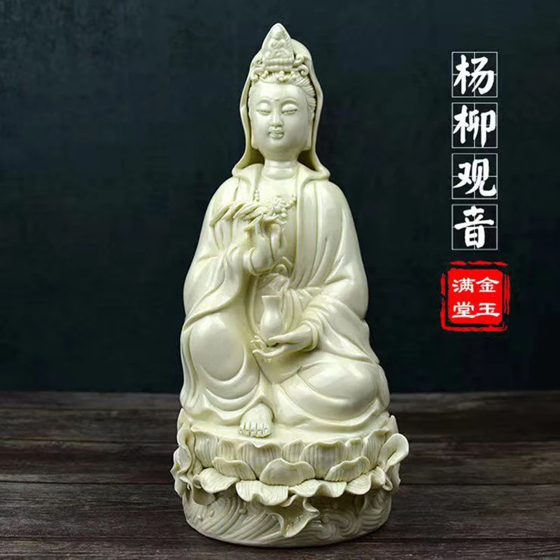 

Exquisite China Dehua White Porcelain Kwan-Yin Sitting on Lotus Big Statue Home bedroom wealth-attracting decorations