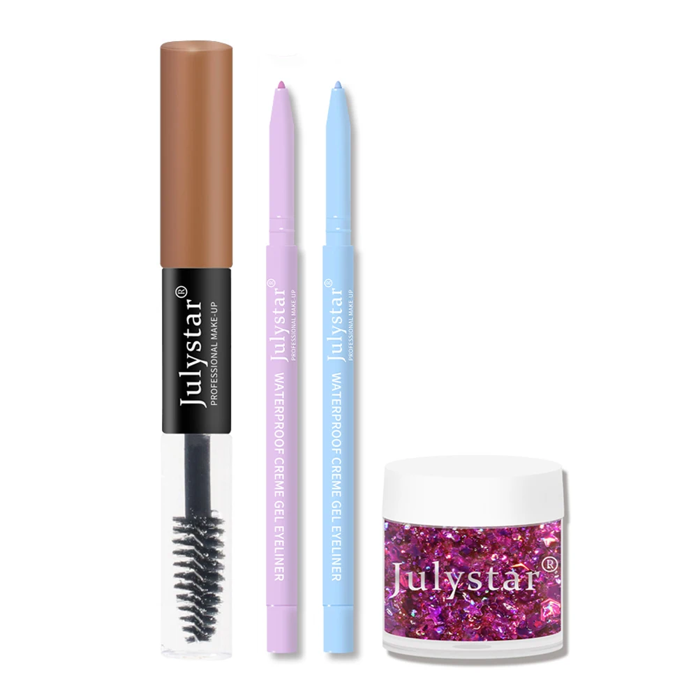 

Sequins Glitter Eyeshadow, Matte Gel Eyeliner Pen Purple Blue, Eyebrow Liquid Dye Enhancer, Eyes Makeup Cosmetics Eyelash Brush