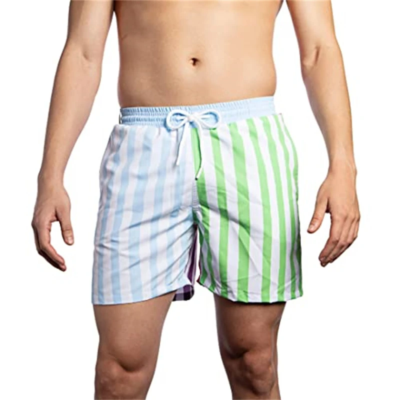 Shorts soltos com estampa 3D havaiana masculina, troncos de cinco pontos respiráveis, calças grandes para férias, praia do verão