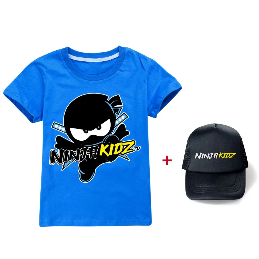 New NINJA KIDZ Kids Clothes Boys Girls Cotton Short Sleeve T-shirts Children Fashion Clothing Summer Tops Casual Tees And Sunhat