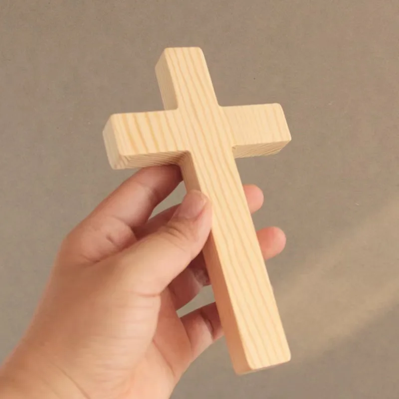 Pine Log Handheld Cross Gift Christian Decoration Cross Decor Cross Wood Cross Decoration Church Utensils Jesus Wedding Blessing