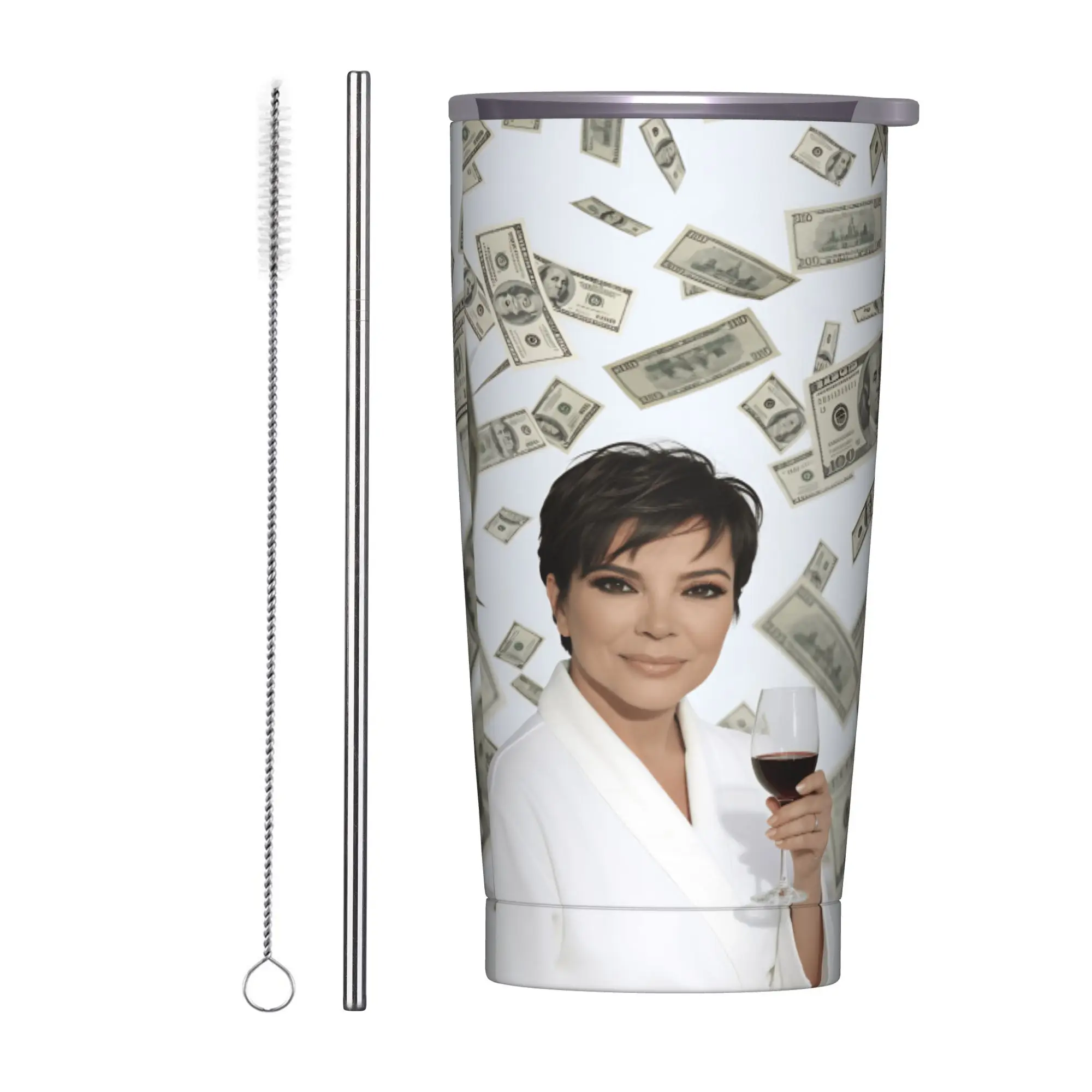 Gobelet isotherme en acier inoxydable K-Kris Jenner Manifest avec pailles, pour boissons froides et chaudes, garde la chaleur, 20oz