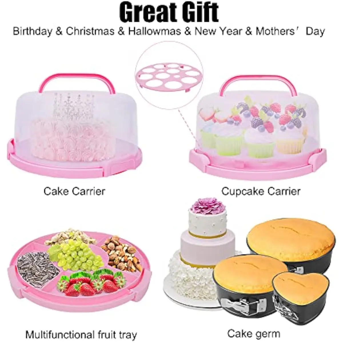 Cake Decorating Kit 635 Piece Baking Supply Set Featuring Rotating Turntable Stand Springform Pans 4.5 7 9 Inch Nonstick Muffin