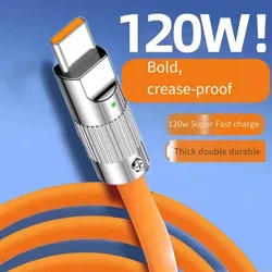 120W Fast Charging Silicone Type C To USB Cable  For Huawei 1meter/2Meter Super Fast Charging Cable For Mobile Phones