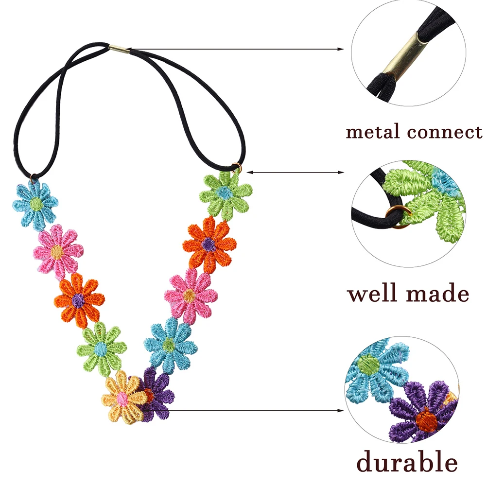 

8 Pcs Flower Hair Accessories Women Girls Colorful Elastic Headb Mixed Colors Stretchy Decorative Floral Hairb s