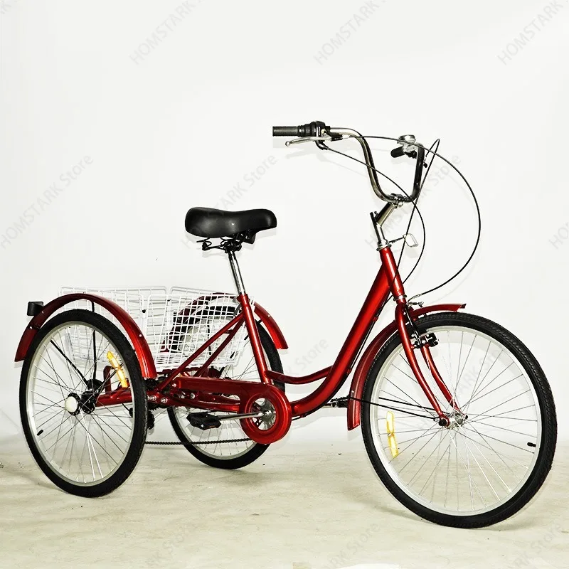 24 Inch Variable Speed Pedal Tricycle With Basket For Seniors Adults Grocery Shopping Daily Outdoor Travel In Stock