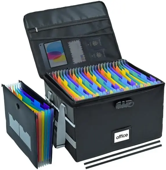 

File Box with Hanging Folders Important Fireproof Document Organizer with Lock Collapsible Portable File Box with Handle for