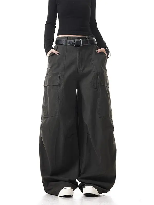 

American Retro Deconstructed Multi-ket Wide Leg Work Pants Loose Casual Trousers for Men And Women Straight Leg Jeans