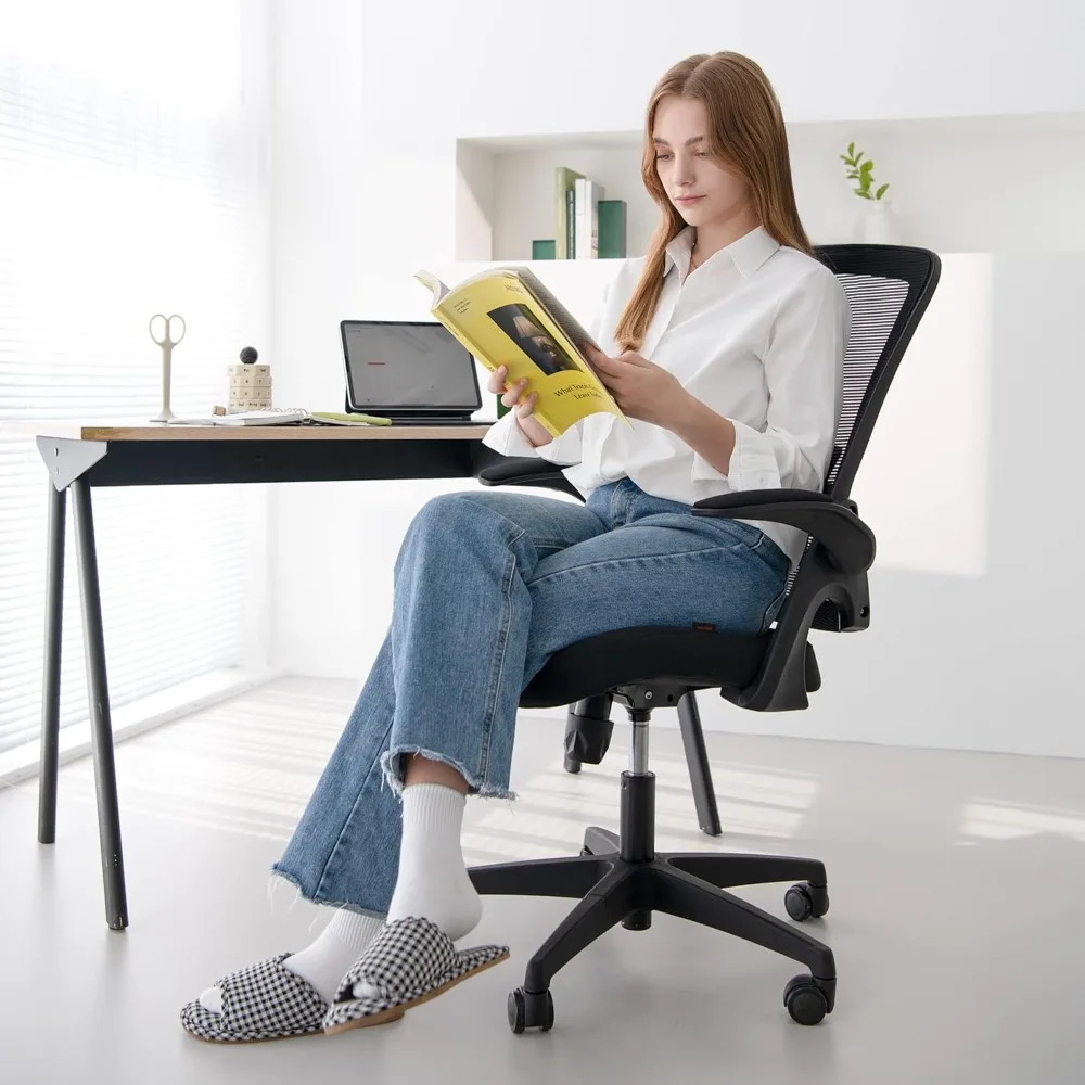 

Office Desk Chair Computer High Back Mesh Gaming Seat – Ergonomic Design with Adjustable Flip-Up Armrests & Lumbar Support