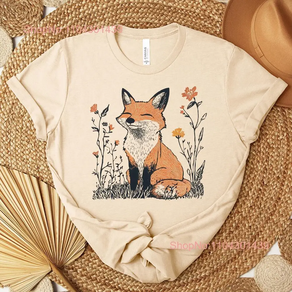 Cute Flower Fox T Shirt Cottagecore In A Meadow Vintage Forestcore tee for Lovers Woodland Animal Lover 7