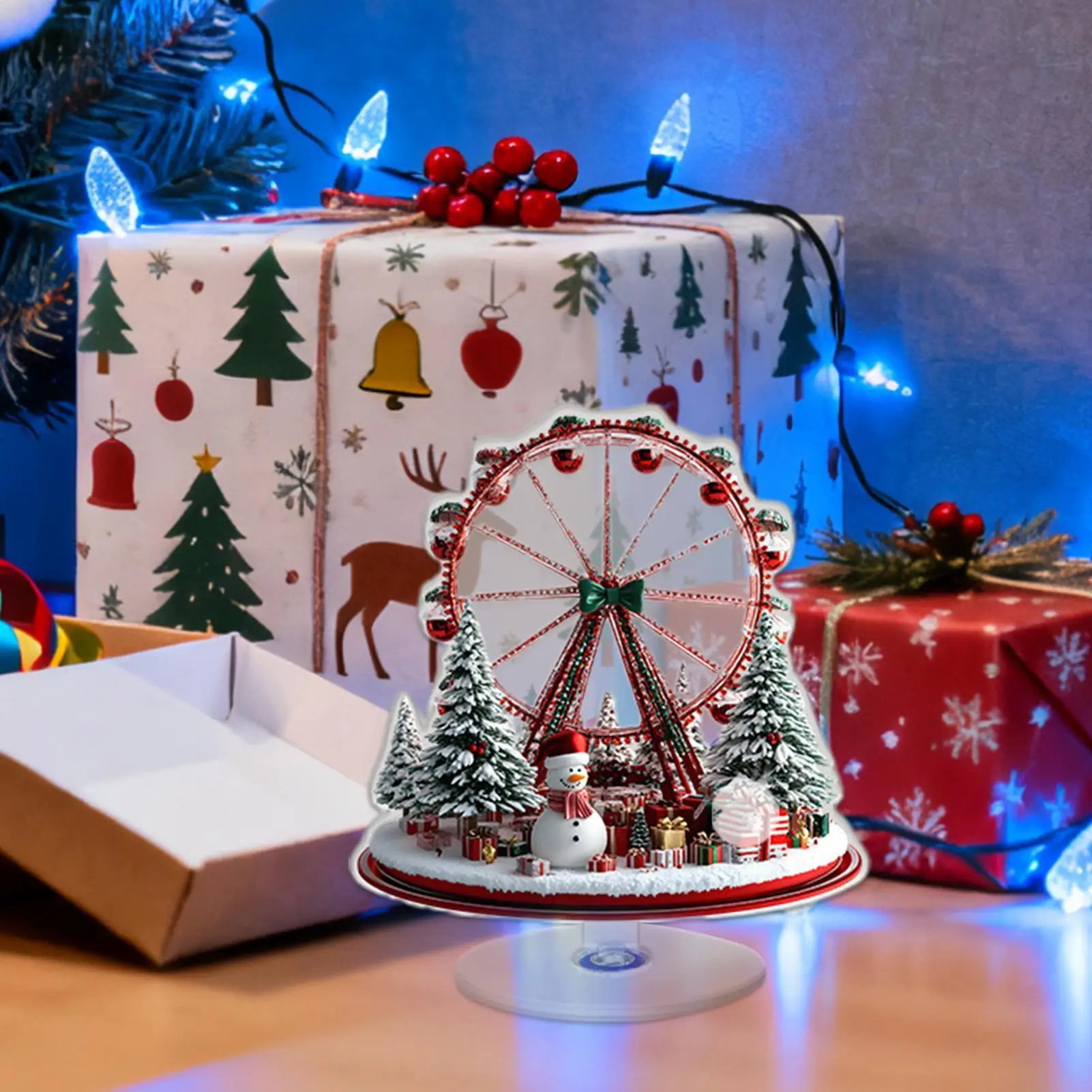 2D Acrylic Christmas Centerpiece Christmas Tree Ferris Wheel Carousel Sign Decorations Seasonal Centerpiece For Home Desktop