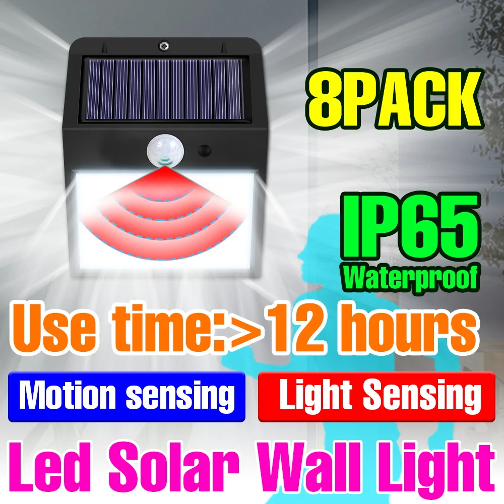 10-パック-led-ソーラーライト-pir-モーションセンサー-ウォールランプ-屋外防水投光器-庭の装飾-led-照明-ウォーム-コールドホワイト