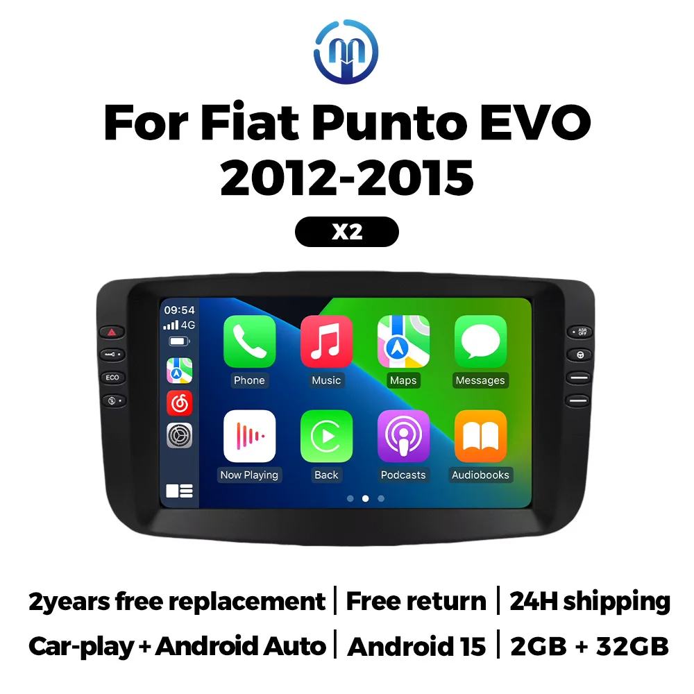 MEKEDE&NAVIFLY Car Radio For Fiat Linea Punto EVO 2012-2015 2 Din Carplay GPS BT Central Multimedia Intelligent car audio system