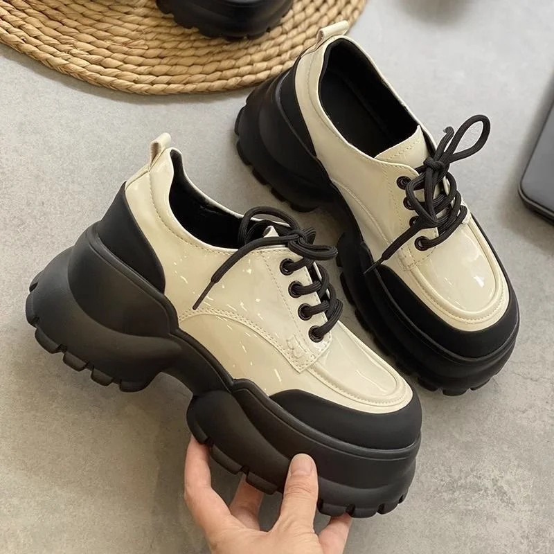 Thick Sole Women Shoes Fashion British Heighten Flatform Shoes Outdoor Casual Walking Clunky Sneakers Breathable Elevator Shoe