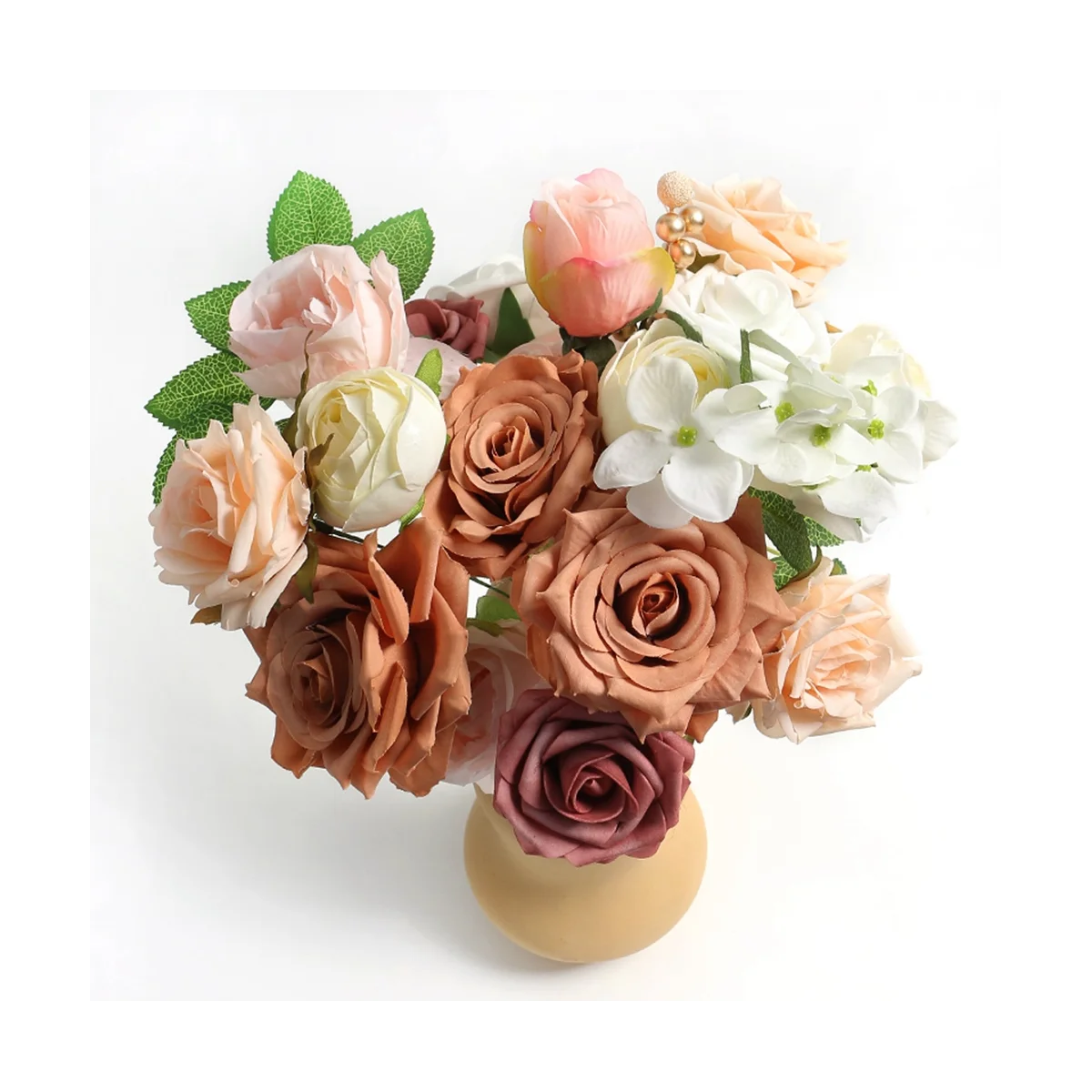 ネックレス付きグラデーションカラーフラワーリーフ、コンボボックスセット、DIYウェディングパーティー、ホームデコレーション