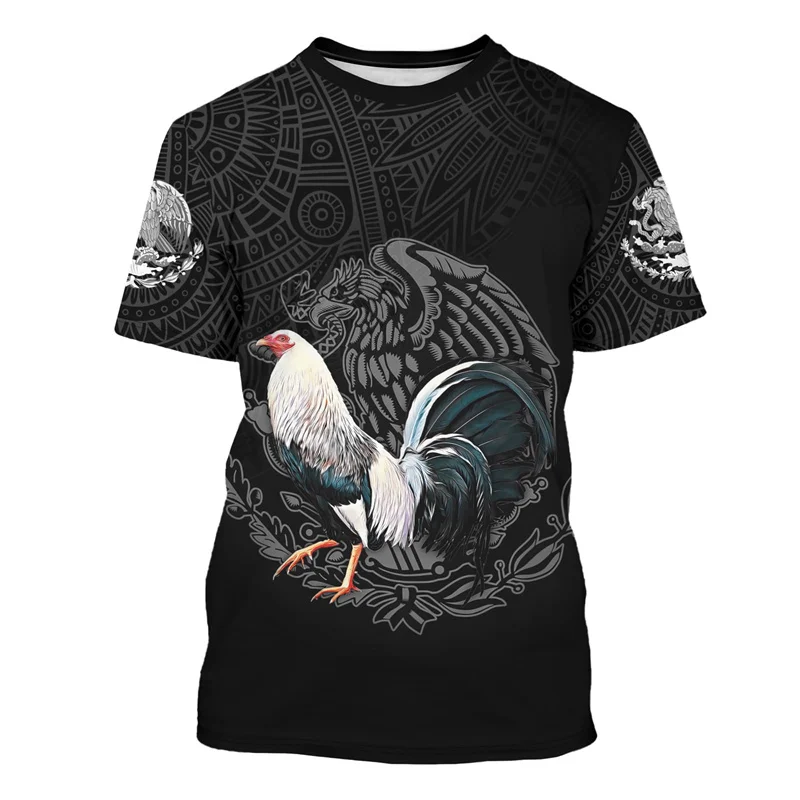 Vintage Rooster Graphic T Shirt For Men Funny Chicken 3D Printed T-Shirts Summer Casual Loose Tops Round Neck Short Sleeve Tees