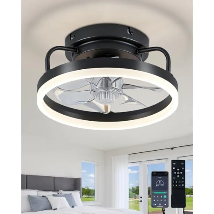 

Потолочный вентилятор с подсветкой, низкопрофильный, с пультом ДУ, светодиодный, современный, безлопастной, фанделер