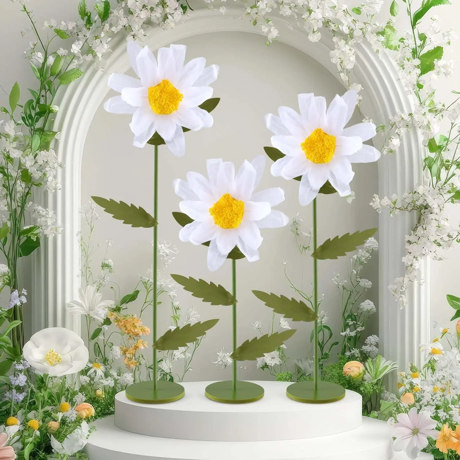 3 قطعة زهور الأقحوان العملاقة للزينة الزفاف أرضية كبيرة واقفة بالحجم الطبيعي زهرة الحرير حفلة مأدبة خلفية ديكور المنزل #2