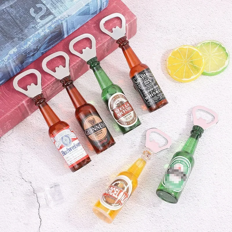 Beer Bottle Opener Creative Decorative Magnets Stainless Steel Wine Opener Fridge Magnets Openers Bar Kitchen Gadgets