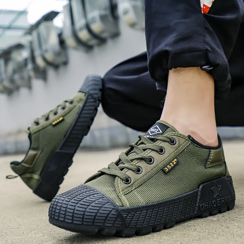 2025 New Men Canvas Shoes Wear-resistant Outdoor Men's Sneakers LaceUp Walking Shoes for Men Climbing Work Tactical Sport Shoes