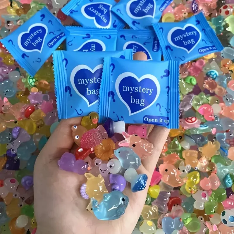 /Mini bolsas ciegas de animales y setas de resina que brillan en la oscuridad, decoración de jardín de hadas, micropaisaje, regalo de cumpleaños....