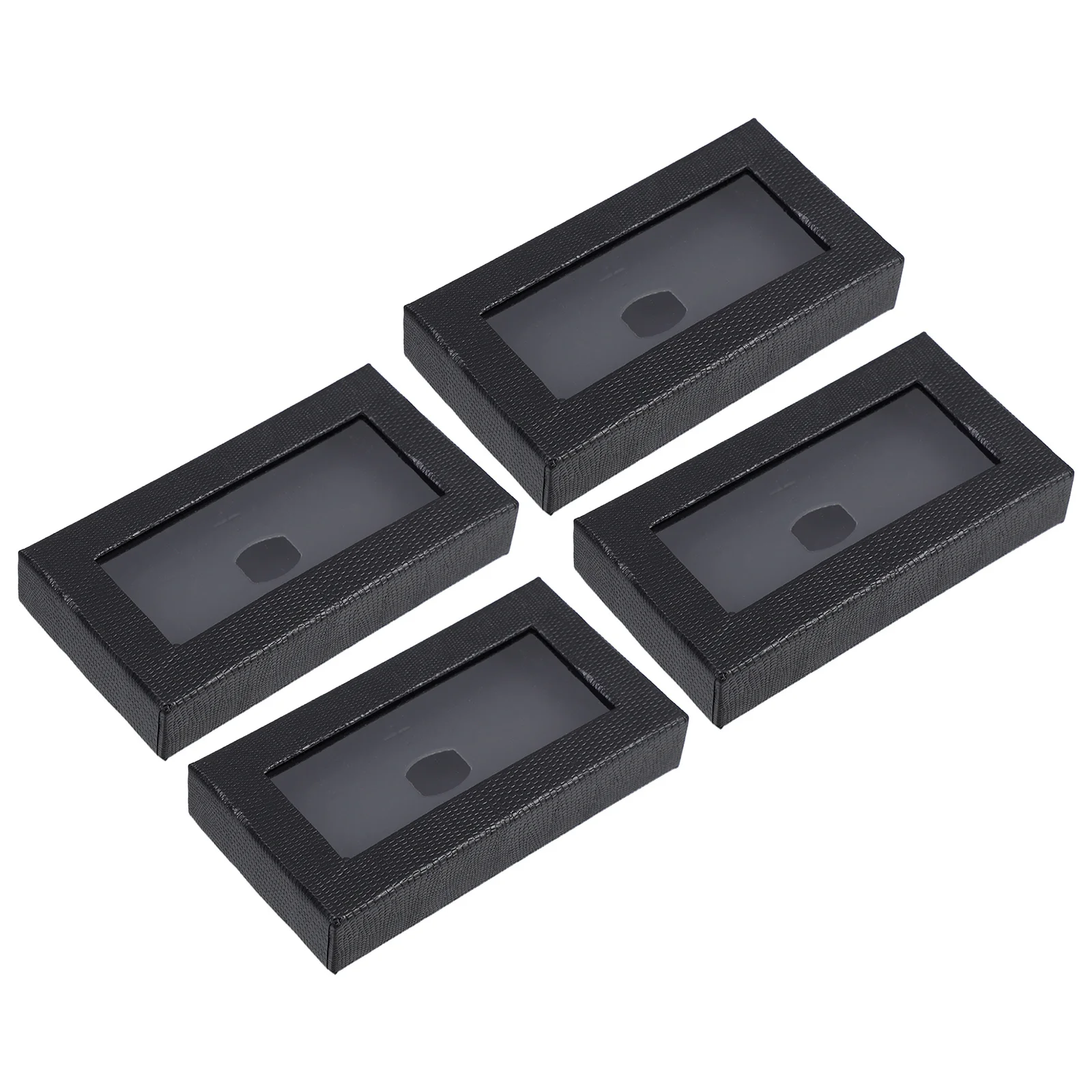 4 قطعة الرجال ربطة القوس فيونكة علبة التعبئة والتغليف أنيق الأفعى طباعة واضح نافذة تخزين لحفلات الزفاف الأحداث دائم الأسود هدية صندوق حفلة لصالح