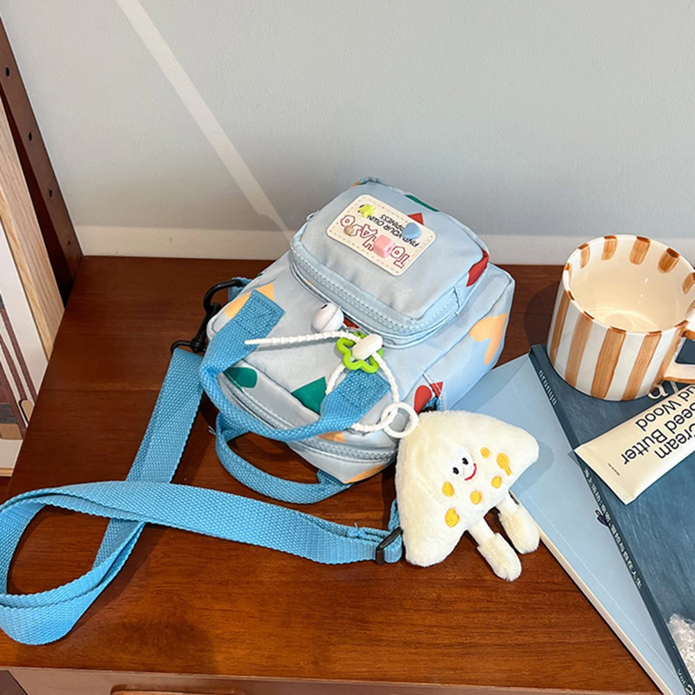 الكورية نمط حقيبة كتف كروسبودي الحب القلب المطبوعة الكرتون البسيطة الدوبامين حقيبة يد الموضة مع قلادة حقيبة ساعي الأطفال