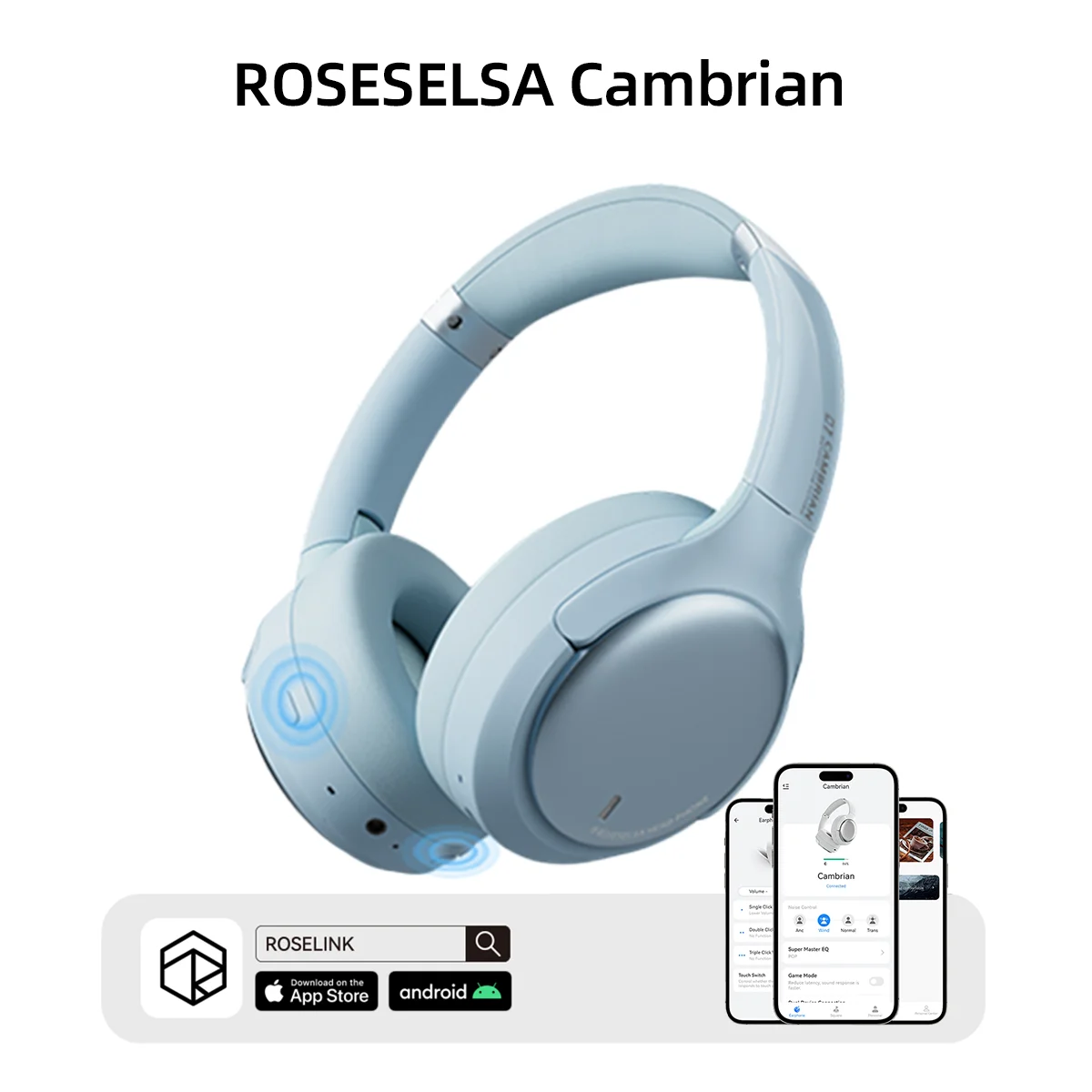 

Беспроводные наушники ROSESELSA Cambrian ANC Bluetooth со съемным кабелем, 100 часов работы, низкая задержка