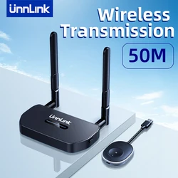 Unnlink 무선 비디오 송신기 수신기, HDMI 익스텐더, TV 모니터 프로젝터용 미팅 미러 디스플레이 어댑터, 50M, 4K