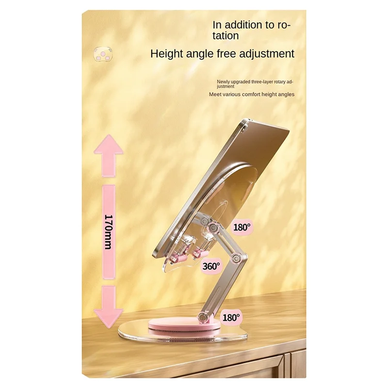 Tablet Bracket Holder Adjustable Folding Stand Transparent Acrylic Tablet Desktop Support Durable Yellow