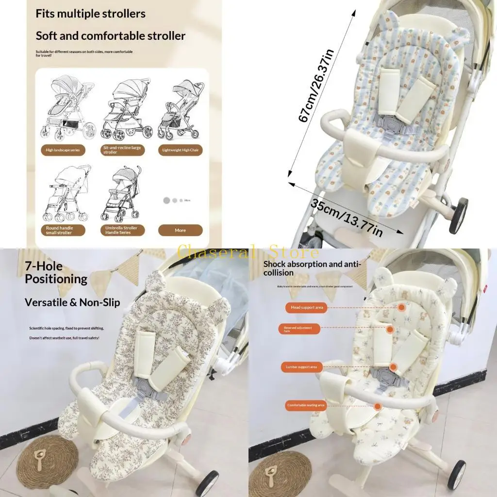 

E7CE Four Season Baby Carriage Cushion Nonslip Accent Cotton Insert Machine Washable