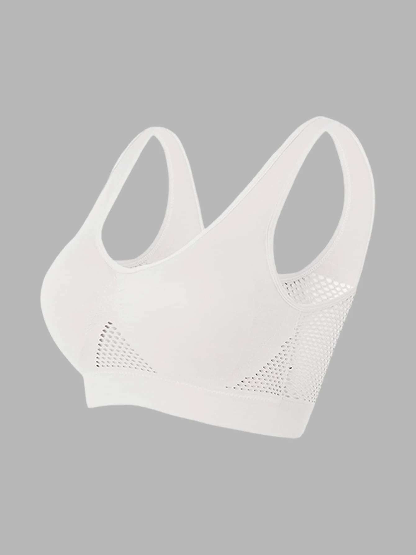 Damen-Sport-BH in Übergröße, Einzelpackung, atmungsaktiver, hohler Netz-BH mit Rückenverschluss, ideal für Yoga, Pilates und alle Jahreszeiten