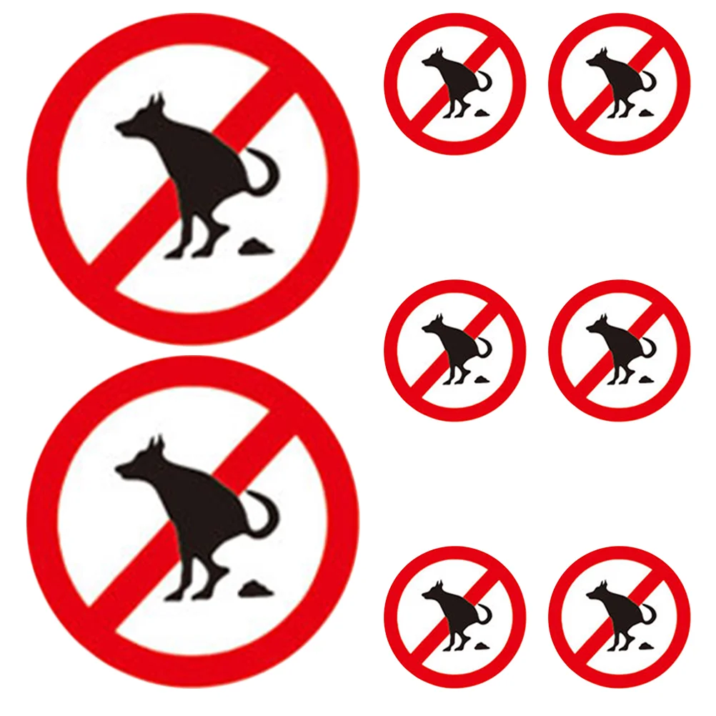 8 Pcs Waterproof Stickers Sign Warning Signs for Yard Dog Pooping Prohibition