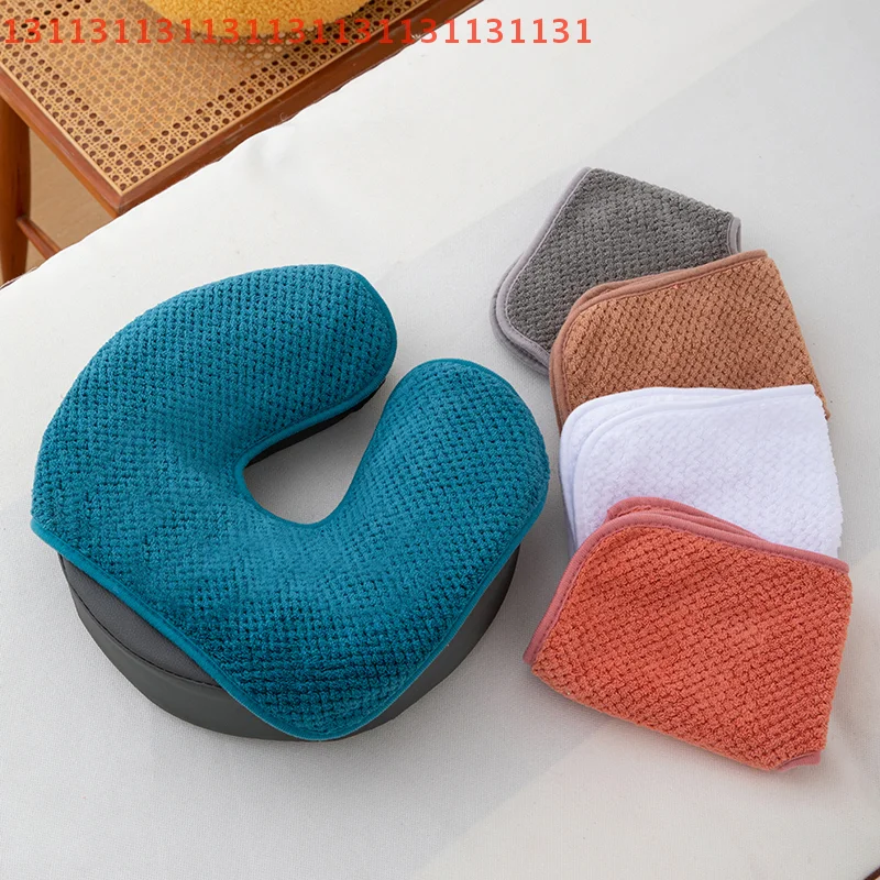 Thickened Facial Pillow Covers Headrest Cushion for Beauty SPA Massage Facial Care Supplie Coral Fleece U-Shaped Head Pad Towels