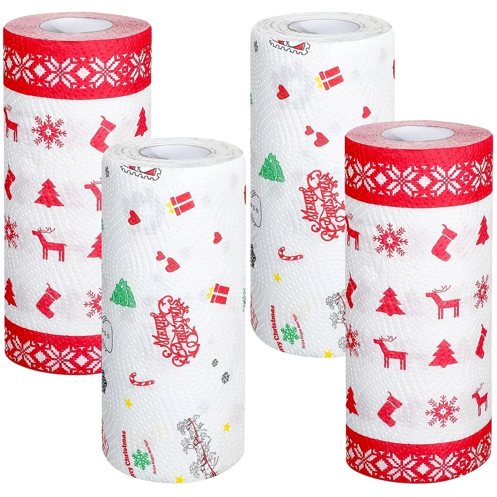 Christmas Disposable Kitchen Paper Towels Absorbent Hand Wipes Oil‑Proof Food Liner Paper For Home Kitchen Restaurant Shop Holid