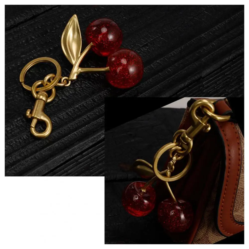 Backpack Keychain Charm Cherry Charm Pendant Cherry Pendant Shoulder Bag Decoration Fruit Leaf Shape Keychain Exquisite Keyring