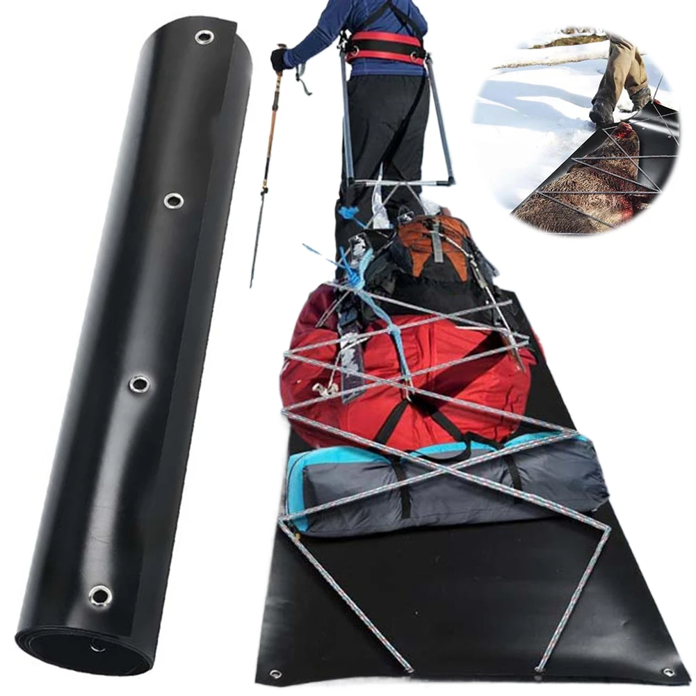 Deer Drag Sled Multi-Purpose Utility Sled with Rope Portable Ice Fishing Sled Deer Dragging Sled Snow Slider Hunting Accessories