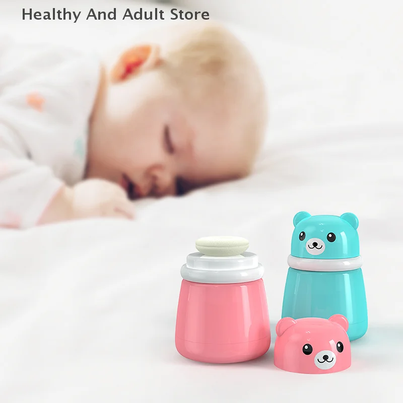 1 pçs nova alta qualidade bonito bebê macio cosméticos pó puff talco pó esponja viagem recipiente vazio corpo rosto esponja caixa caso