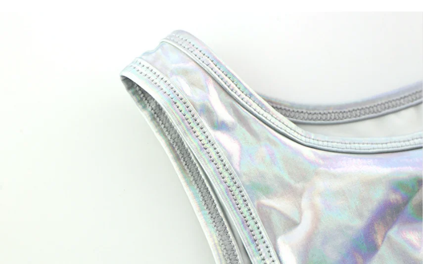 Men's Metallic Foil Holographic Tank Top Ice Silk Slim Fit Stage Wear Sexy Japanese Style Disco Club Vest Stage Performance Vest