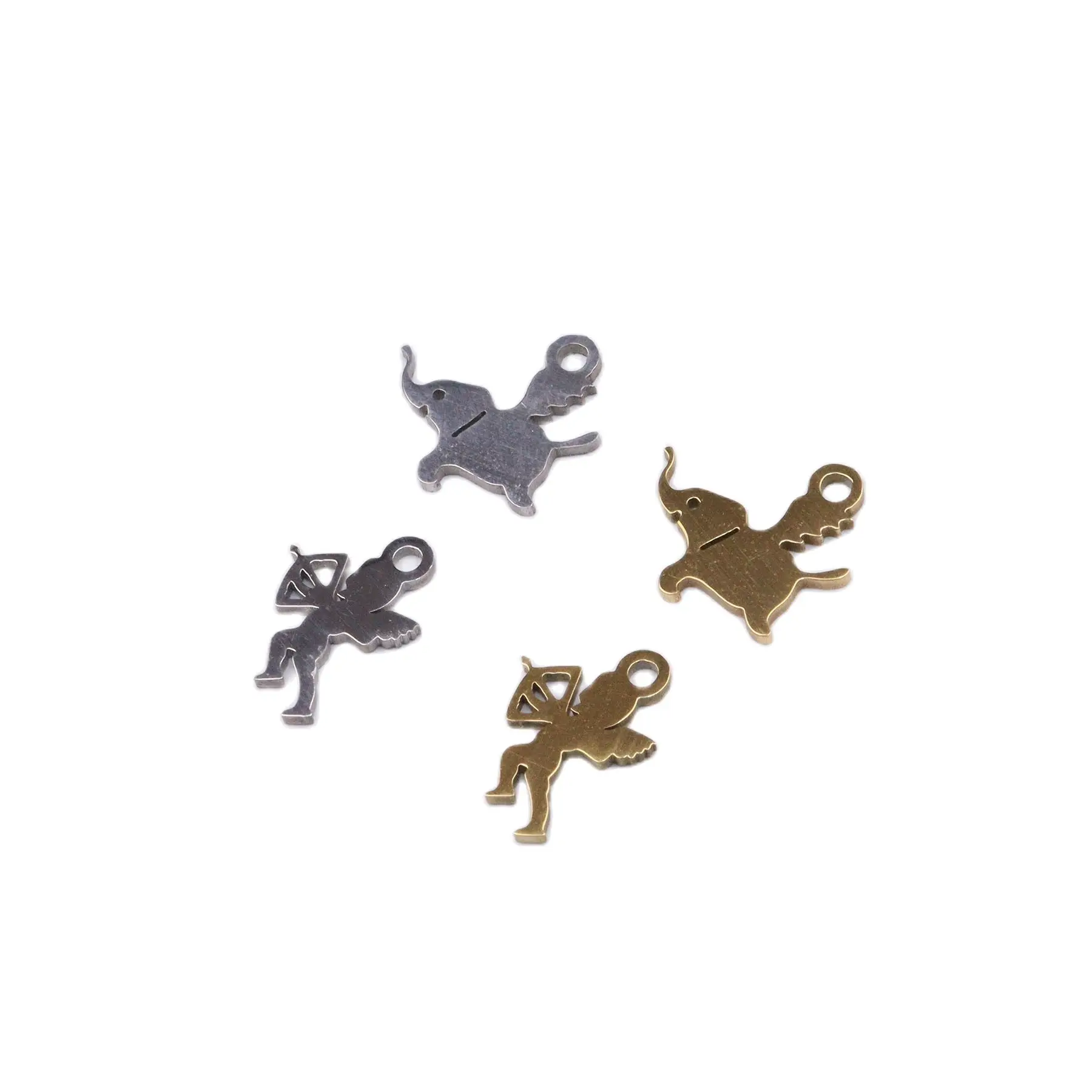 10pcs Stainless Steel Shiny Elephant Cupid Jewelry Charms Pendant DIY Handcraft Waterproof Antiallergic