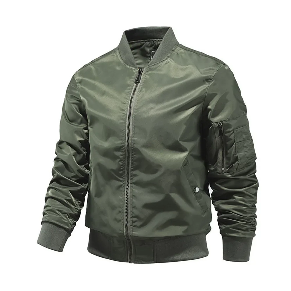 

Monochromatic Bomber Jackets for Men, Outerwear, Aviator Baseball Jackets, Outdoor Clothing, Spring and Autumn