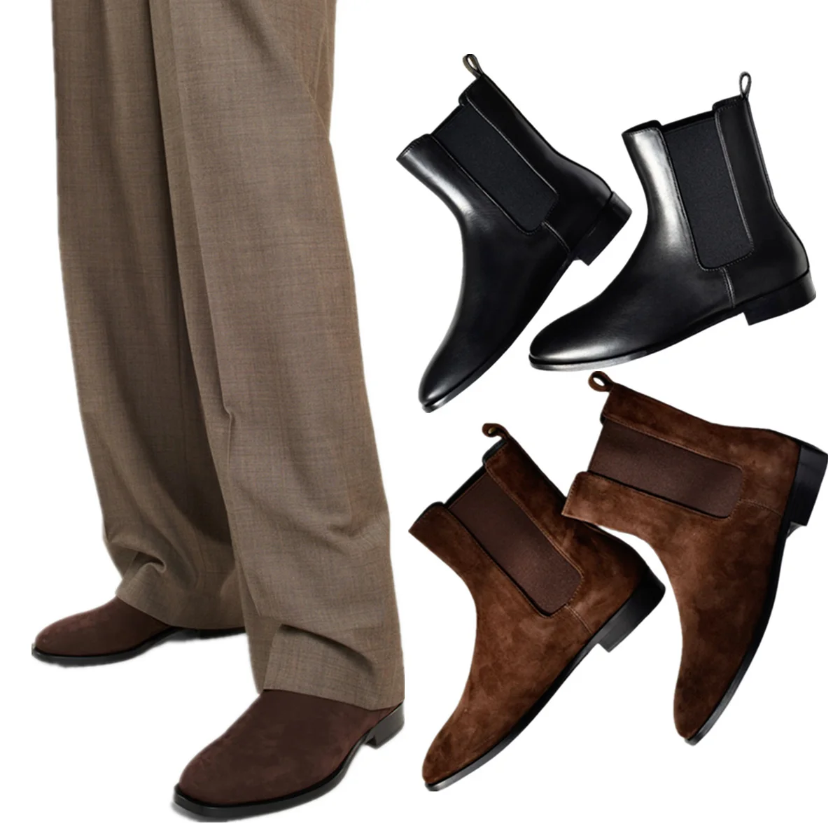 

Jenny&Dave Quality French Fashion Ladies Lazy Cowhide Leather Suede Ankle Boots Autumn Winter Retro Chelsea Boots Shoes Women