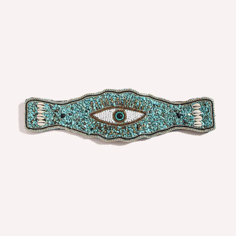 

New Arrival Bohemian Style Plastic Turquoise Bead Wide Waistbelt for Women