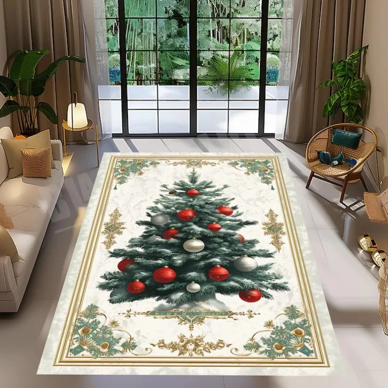 Luxurious Christmas Carpet Theme Indoor Area Living Room Mat Mats Edge Large Mat Suitable for Bedroom Window Sill Holiday Rugs - Image 3