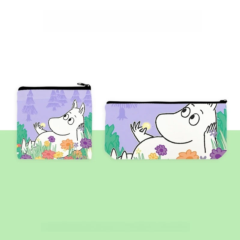 2PCS New Kawaii Anime Moomins Series Coin Purse + Pencil Case Cute Cartoon Character Creativity HD Printing Zipper Bag view 3