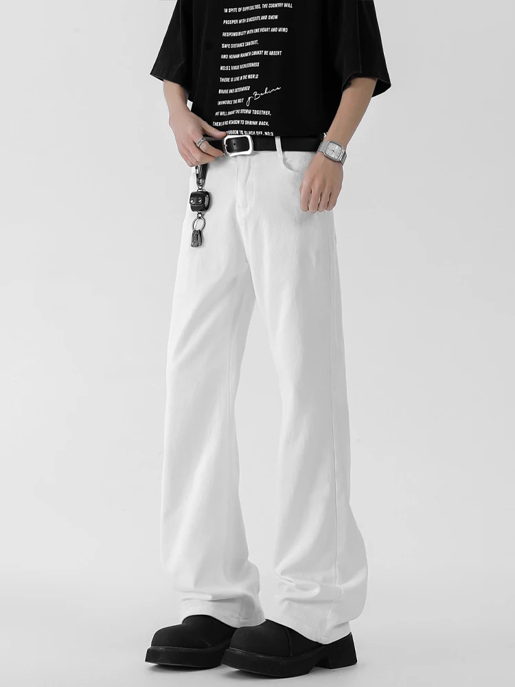 Witte Cleanfit Bell Bot Jeans Amerikaanse High Street Vibe afslankbroek met rechte pijpen, wijde pijpen, middentaille