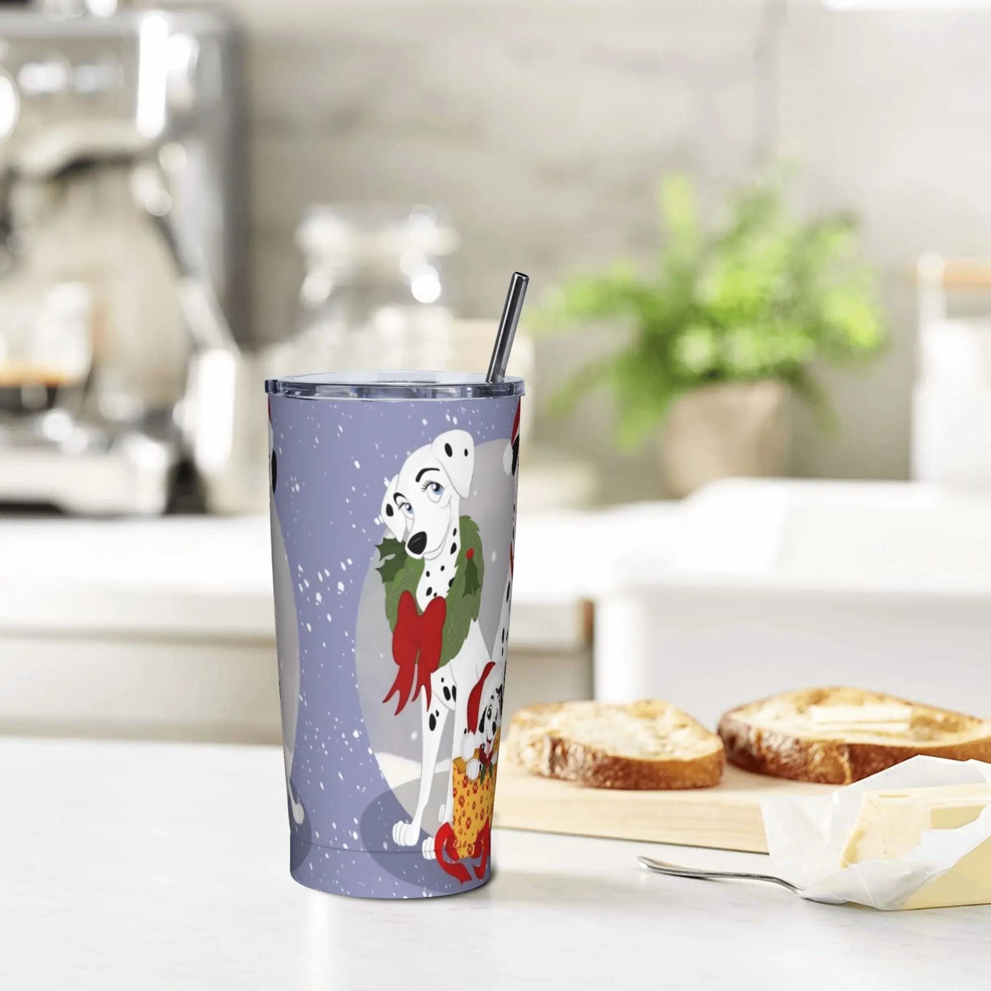 

101 Dalmatians Tumbler Merry Christmas Cold Drink Water Bottle Portable Stainless Steel Thermal Cups Printed Travelist Car Mugs