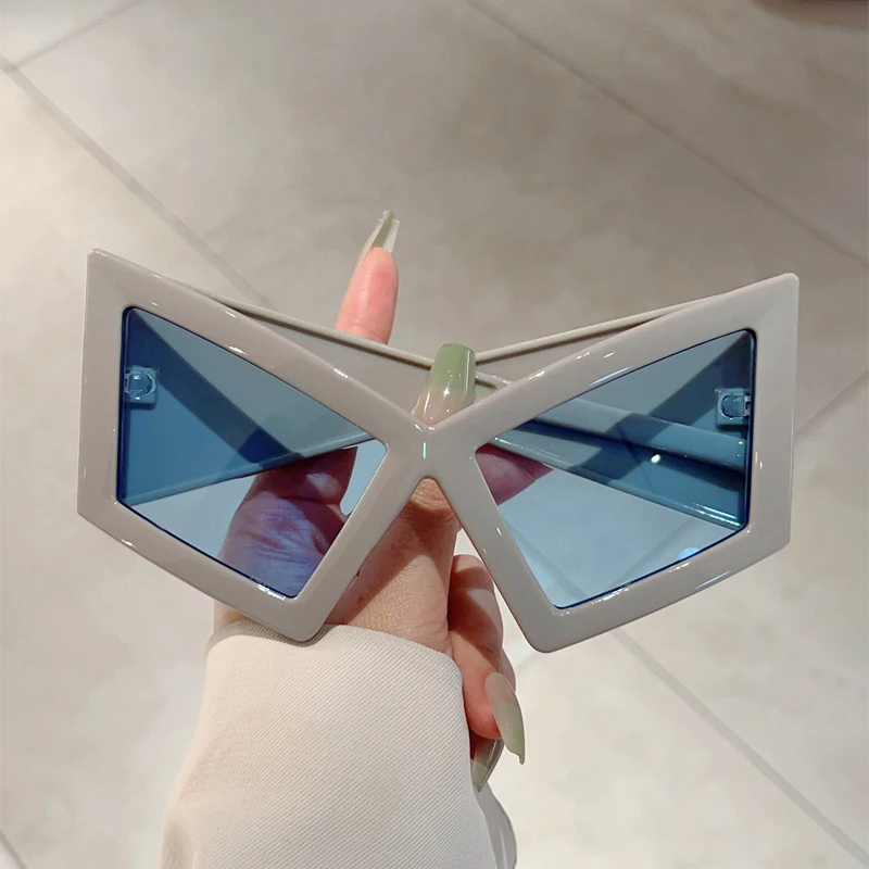 KAMMPT Übergroße Cat-Eye-Sonnenbrille für Damen, neue Mode, mehrfarbig, Hip-Hop-Sonnenbrille, trendiges Markendesign, Strandurlaub, Sonnenbrille