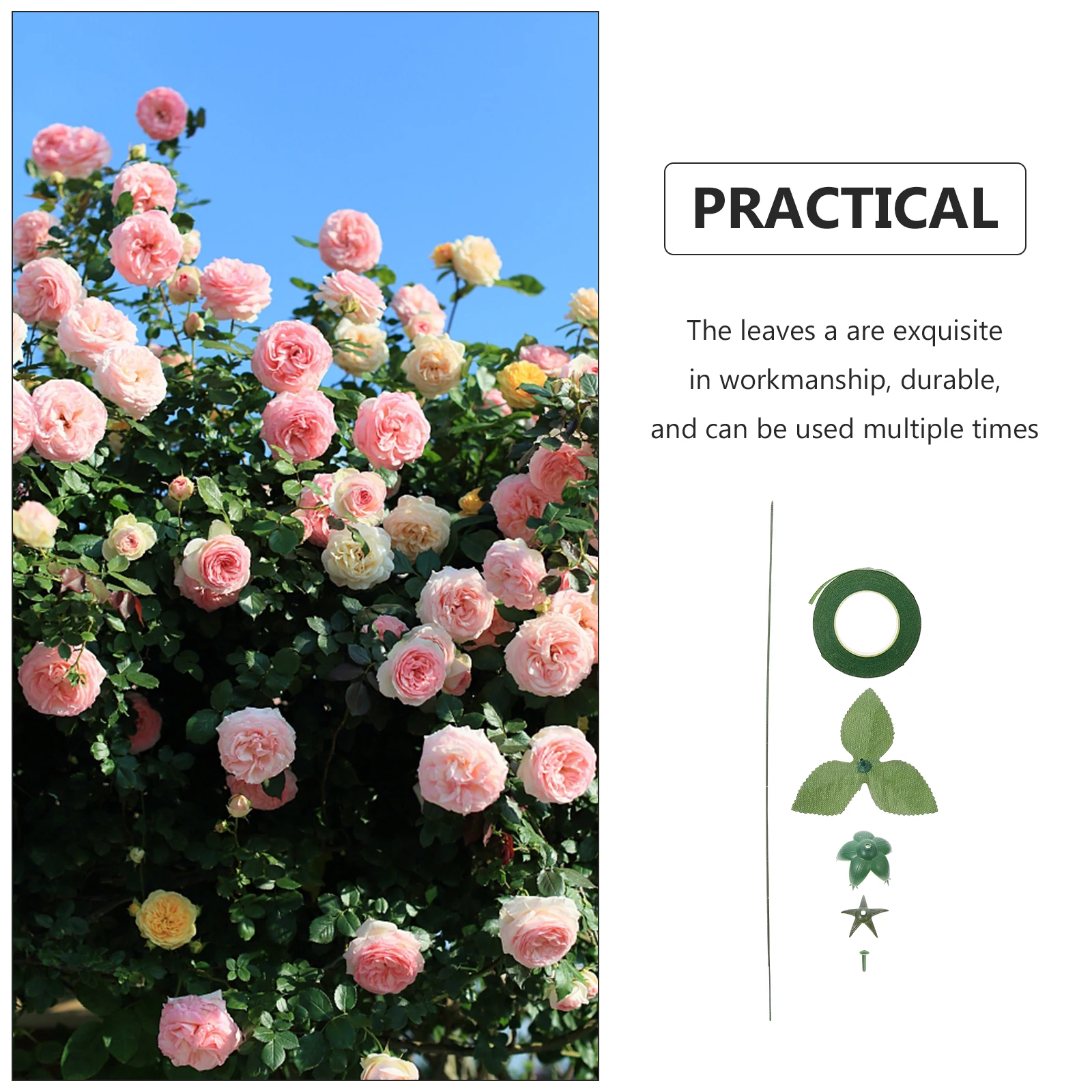 

20PCS Floral Arrangement Kit Iron Wire Stems Green Tape Bouquet Supplies Wedding Decoration Xmas Party Event