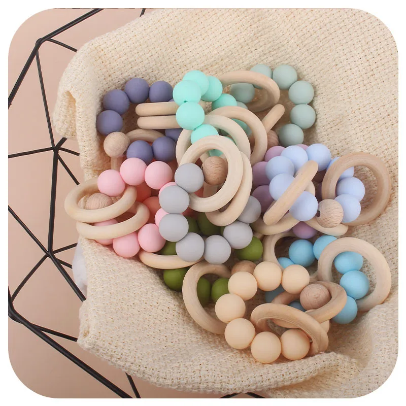 Teethers for Baby Teething Toy Silicone Bead Chew Newborn Bath  Bébé Accessories  Mordedores De Silicona Para Silicone toys